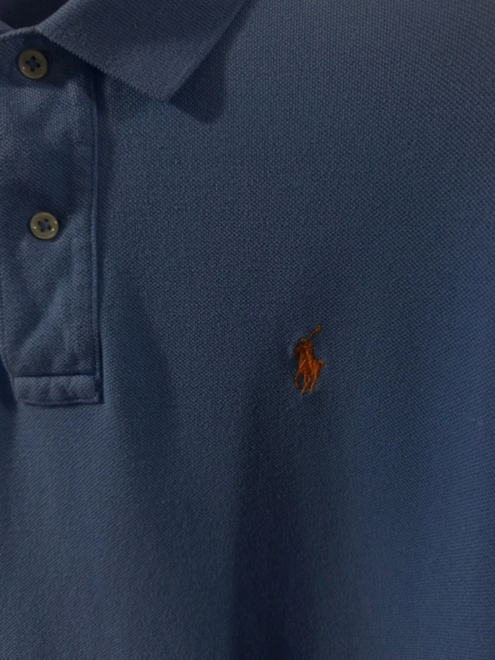 Y2K VTG Polo Ralph Lauren Men's Light Blue Polo with Orange Pony Size Large